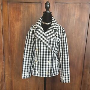 Lauren Black and White Gingham Checkered Jacket M